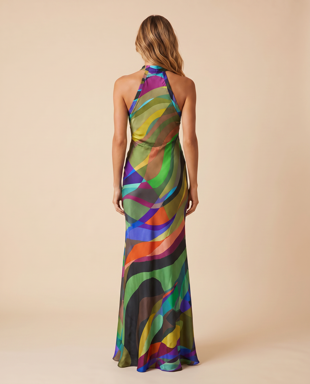 Paris Color Wave Silk Dress 308