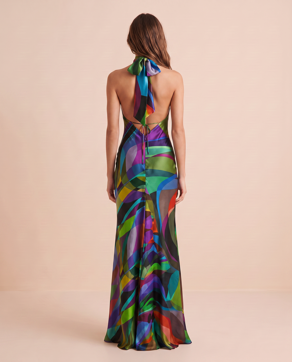 Paris Color Wave Silk Dress 15C