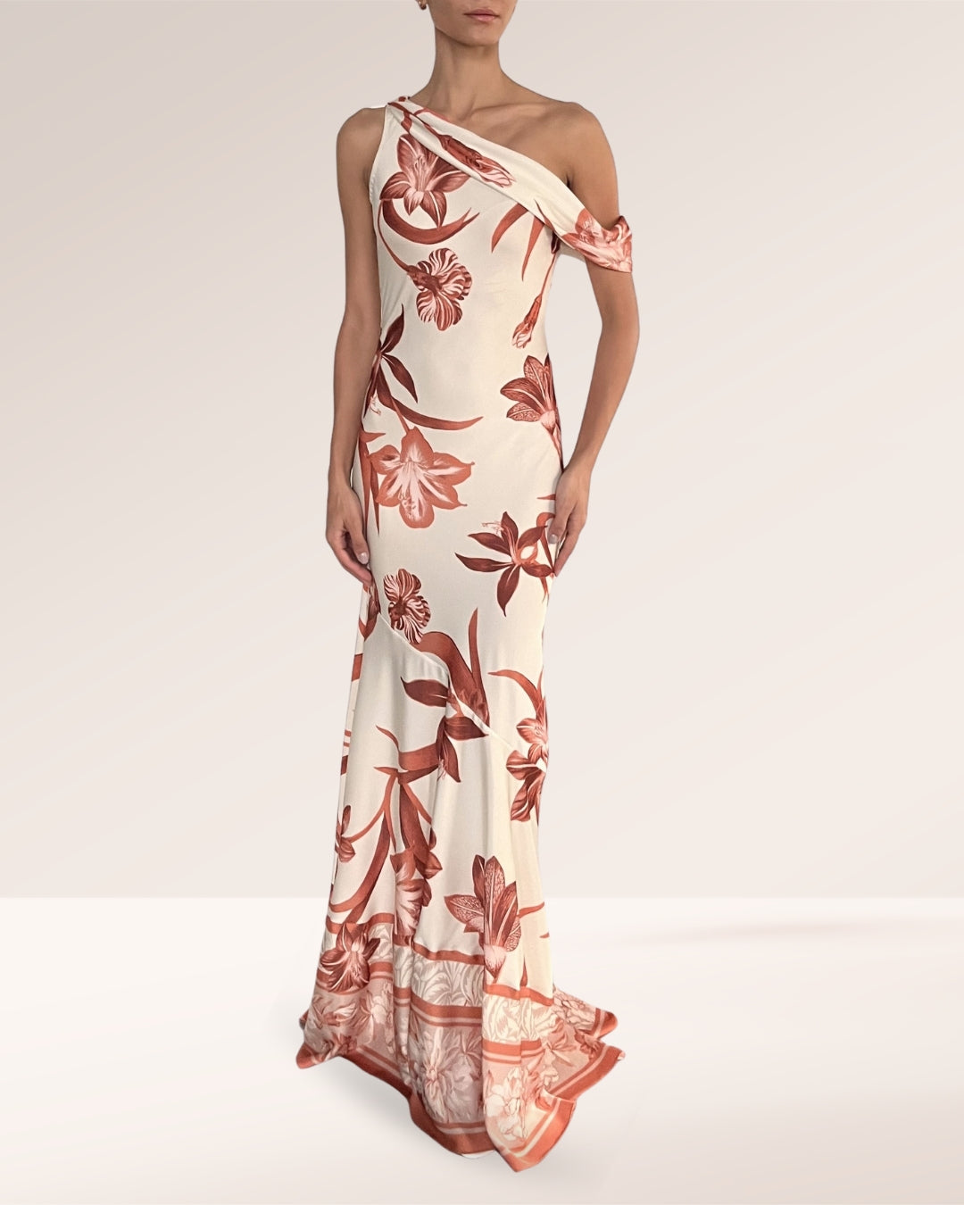 marina one shoulder dress Marina One Shoulder Side Twist Gown
