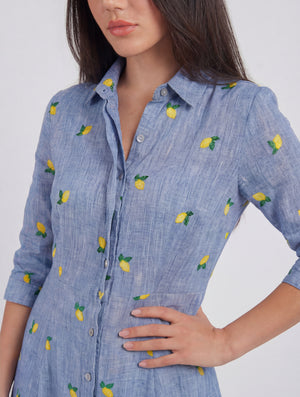 Shirt Dress New Linen Printed