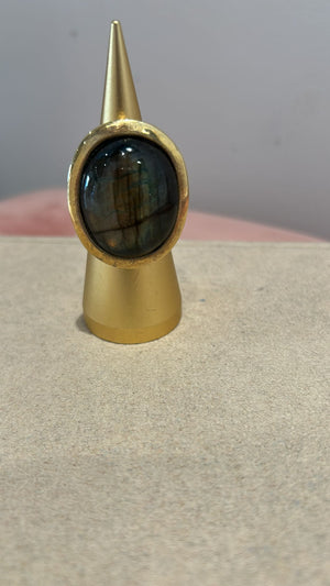 Labradorite Set Large Debs Ring (925 Silver, Gold Plated) by Tay from Marina St Barth