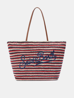 Crochet Tote Blue and Red Stripes