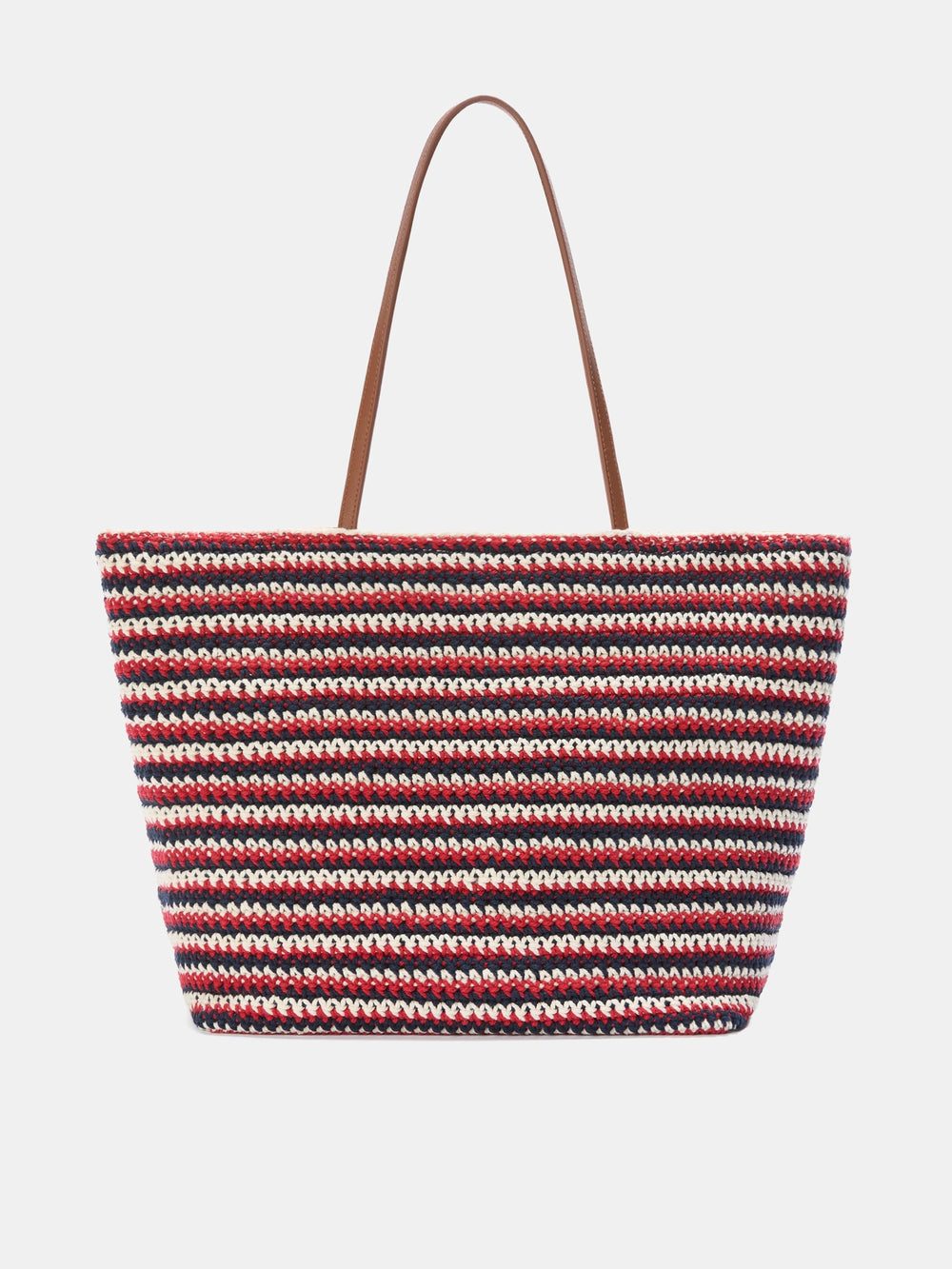 Crochet Tote Blue and Red Stripes