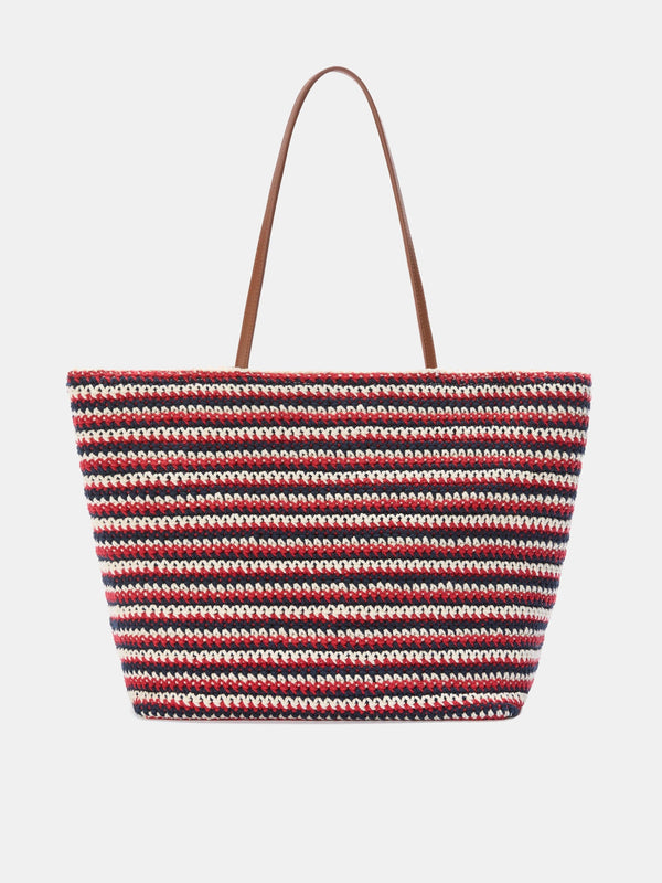 Crochet Tote Blue and Red Stripes