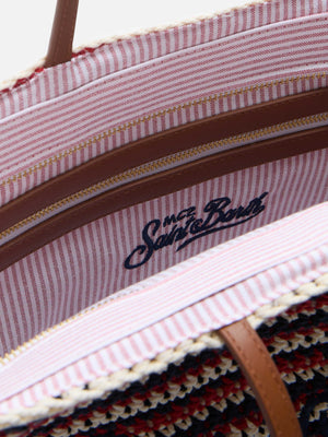 Crochet Tote Blue and Red Stripes
