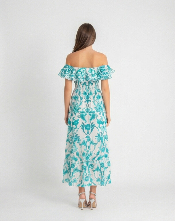 Positano Volant Linen Long Dress | Marina St Barth Positano Volant Linen Long Dress | Marina St Barth