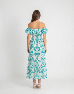 Positano Volant Linen Long Dress