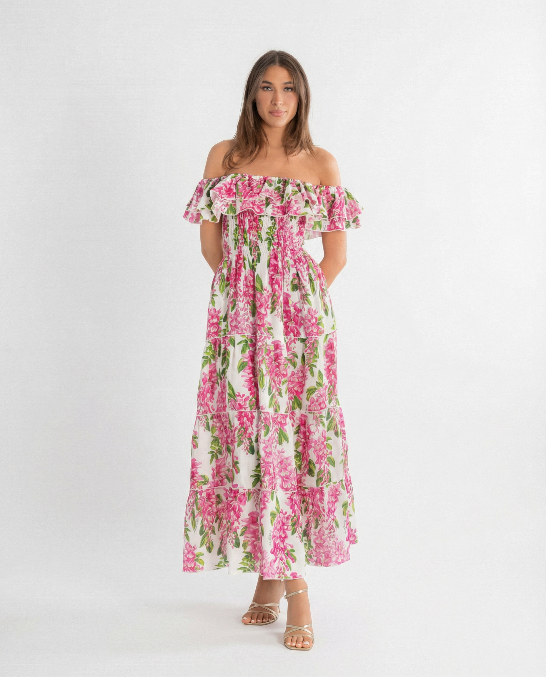 Positano Volant Linen Long Dress | Marina St Barth