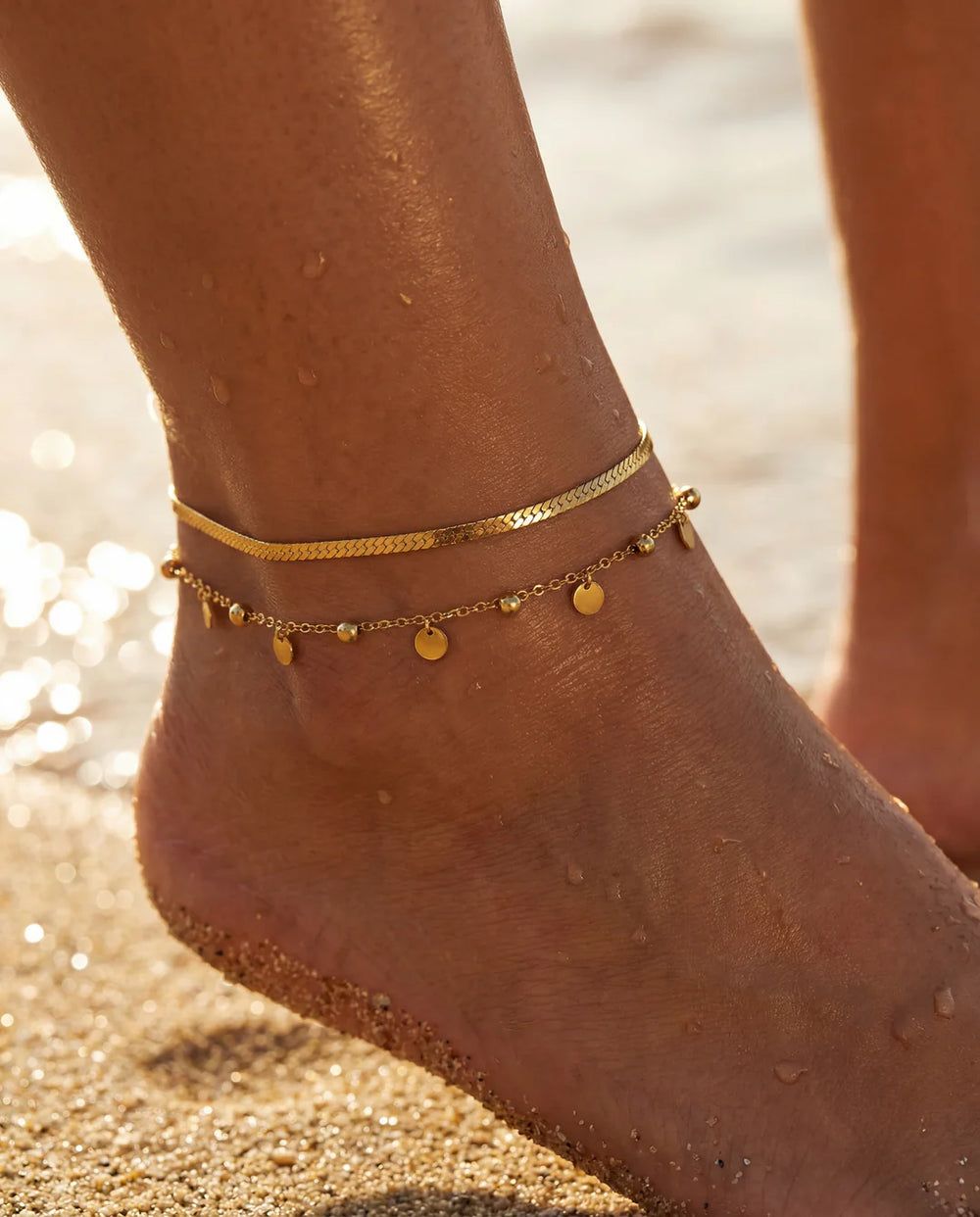 Flutter Gold Disc Anklet