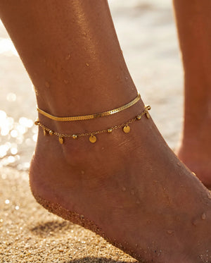 Flutter Gold Disc Anklet