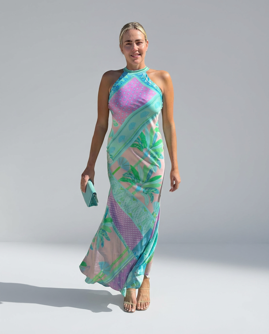 Paris Poolside Glamour Silk Dress Style 308