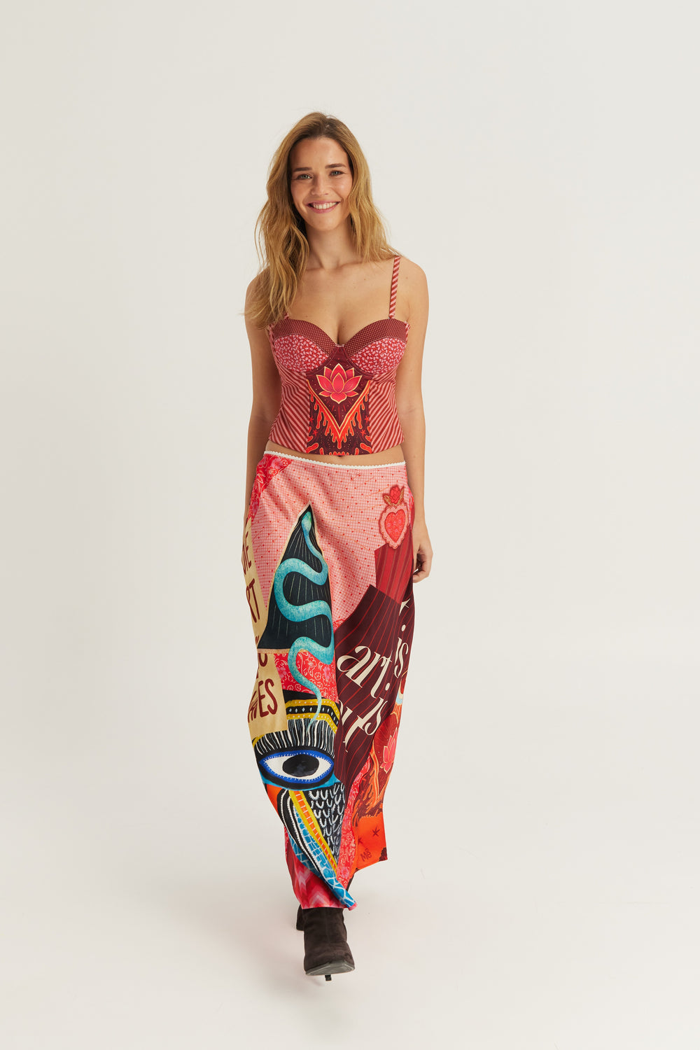 Blakely Slip Skirt Red Aura