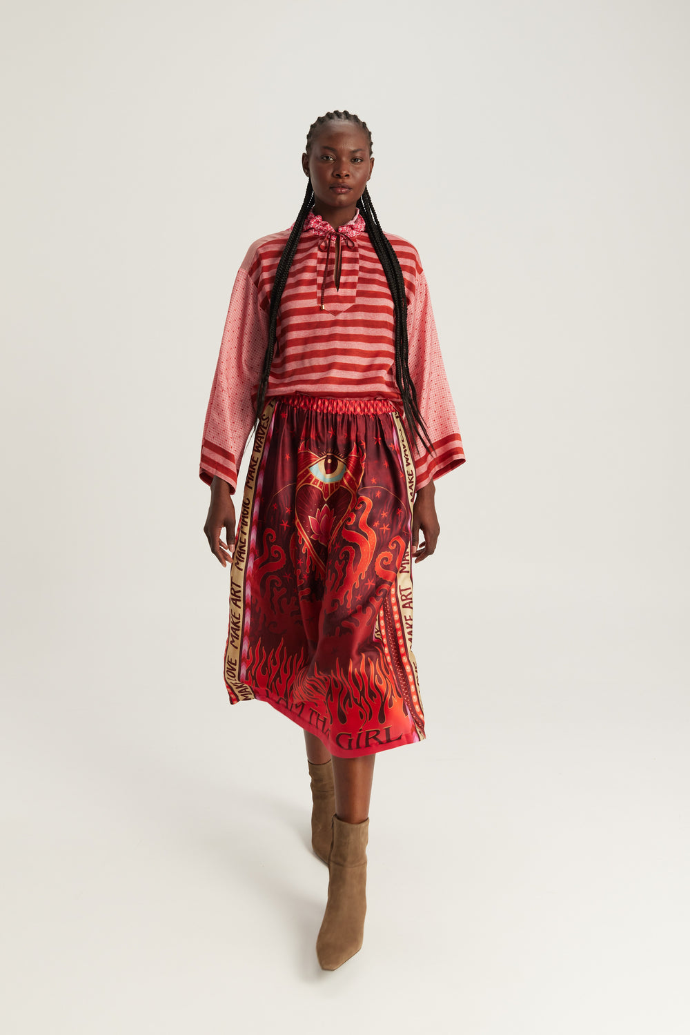 Vanessa Midi Skirt Red Aura