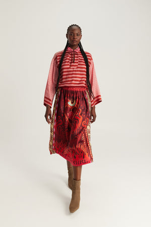 Vanessa Midi Skirt Red Aura