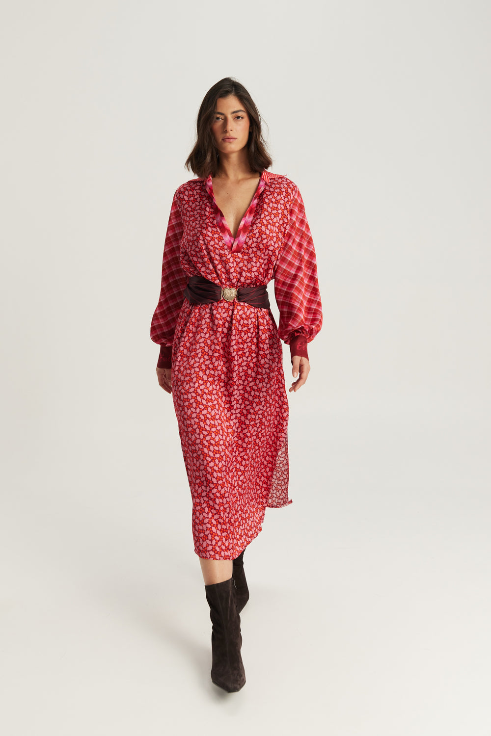Breeze Placket Dress Red Aura