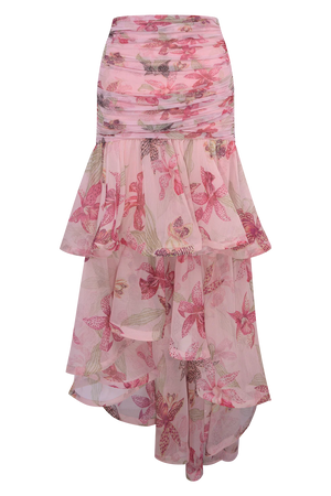 Orchid Bloom Chiffon Maxi Skirt