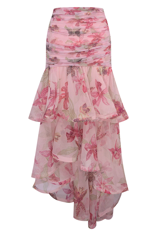 Orchid Bloom Chiffon Maxi Skirt