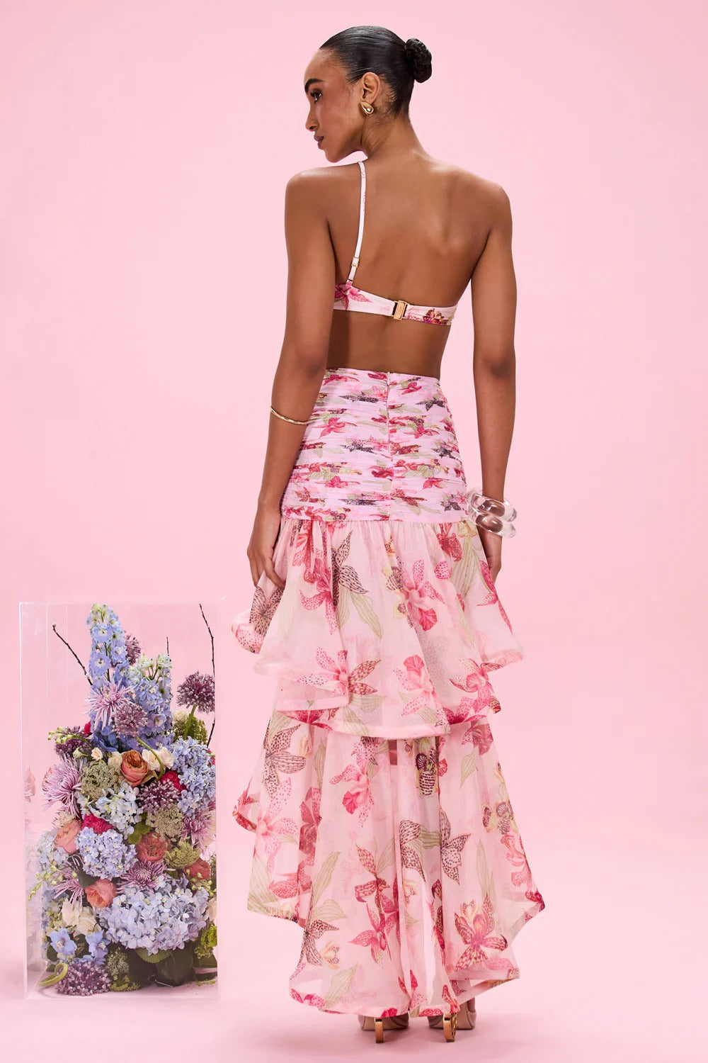 Orchid Bloom Chiffon Maxi Skirt