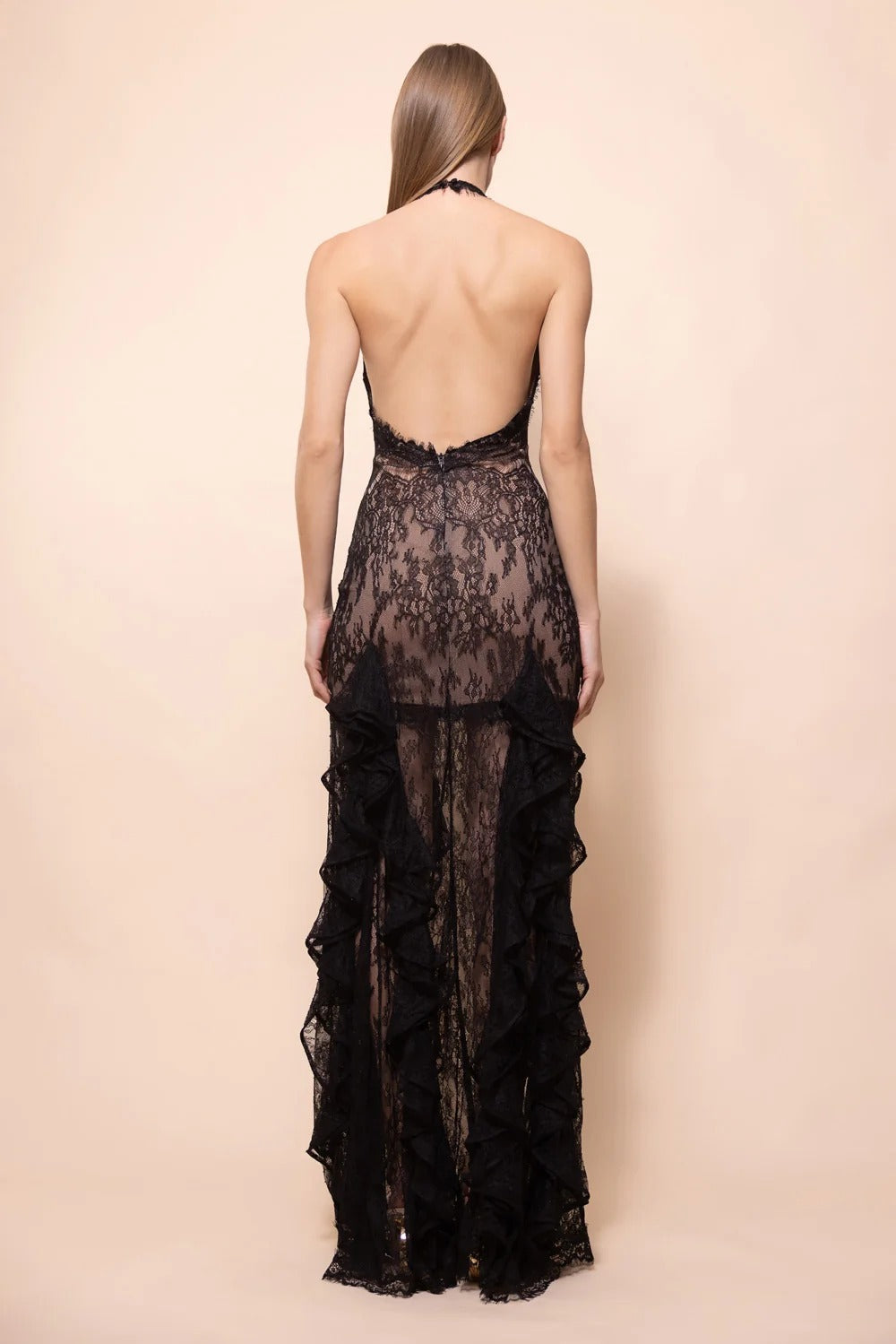Bianca Lace Deep V Gown