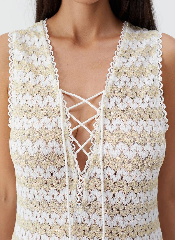 Maddie White Gold Dress