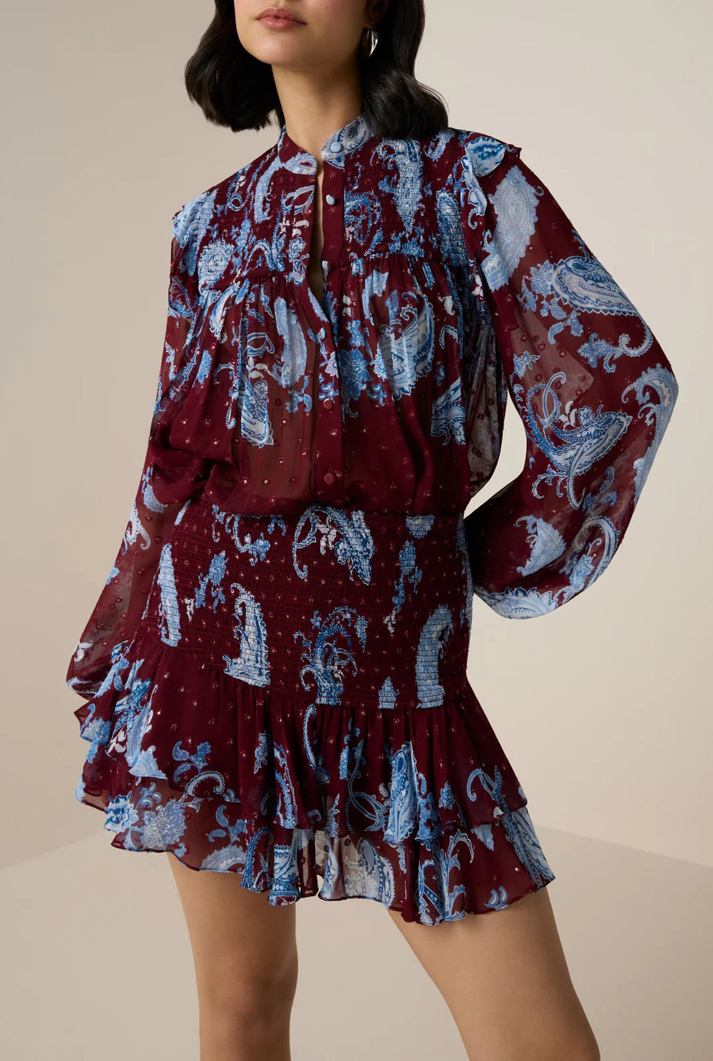 Hemant & Nandita Hiba Collared Mini Dress