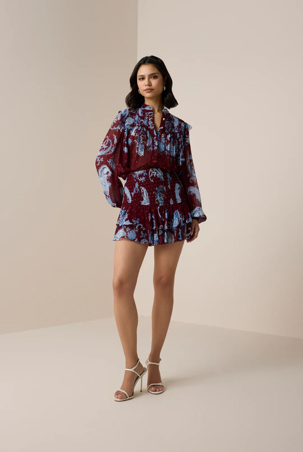 Hemant & Nandita Hiba Collared Mini Dress