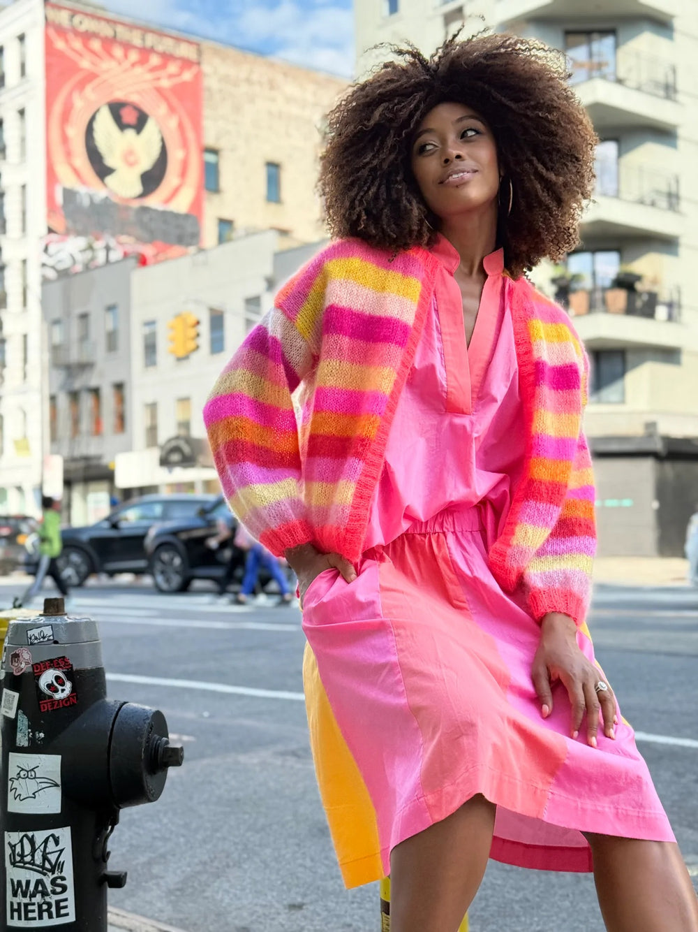 Little Jacket Multi Stripes Pink