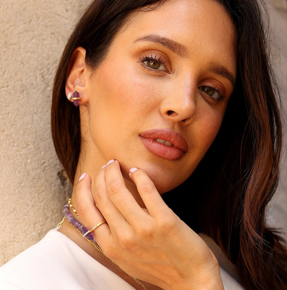 Amethyst Crystal Stud Earrings by Nayla from Marina St Barth