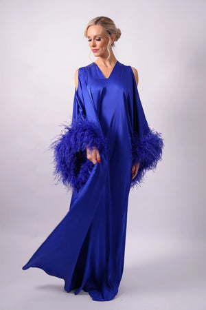 Dalia Royal Blue Silk Feather by Baccio Couture from Marina St Barth