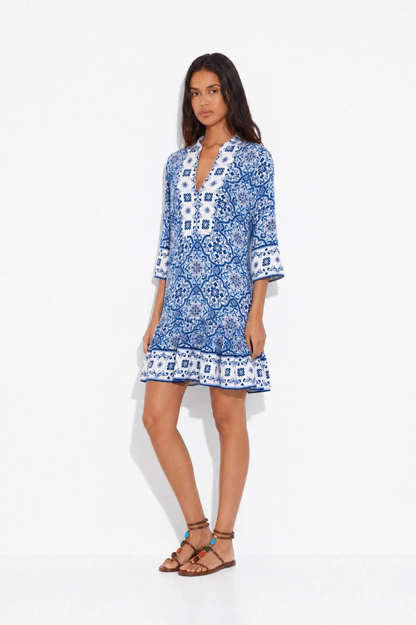 Bianca Dress Blue Tile