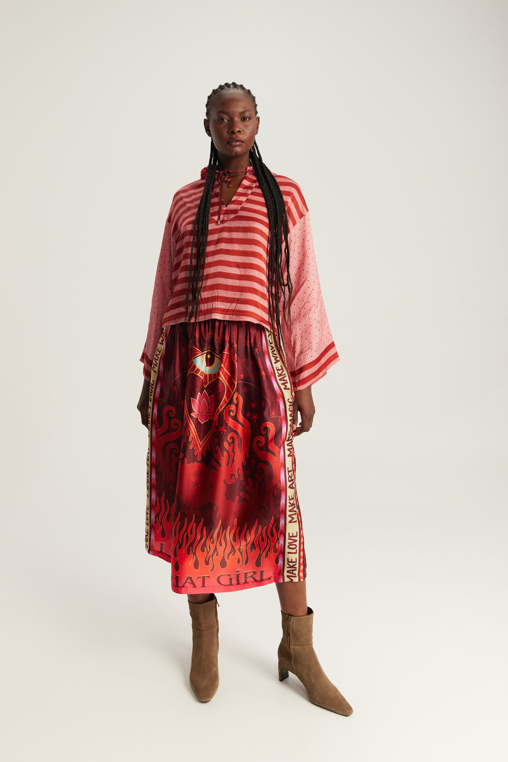 Vanessa Midi Skirt Red Aura