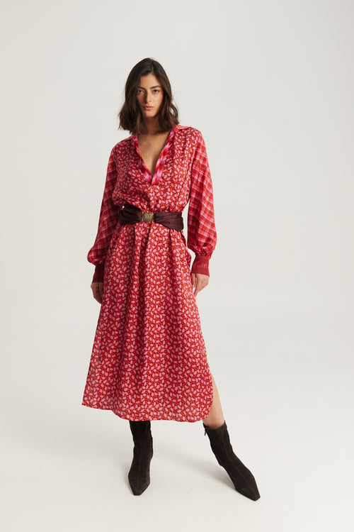 Breeze Placket Dress Red Aura