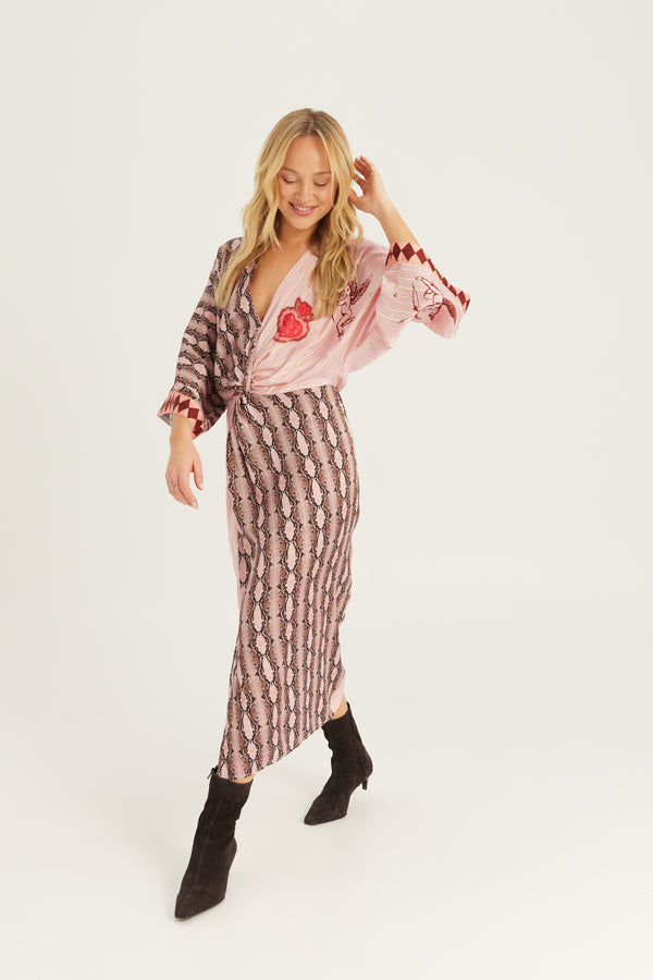Camila Twisted Dress Red Aura