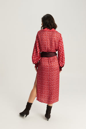 Breeze Placket Dress Red Aura