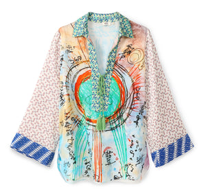 Mia Runic Whisper String Tie Blouse