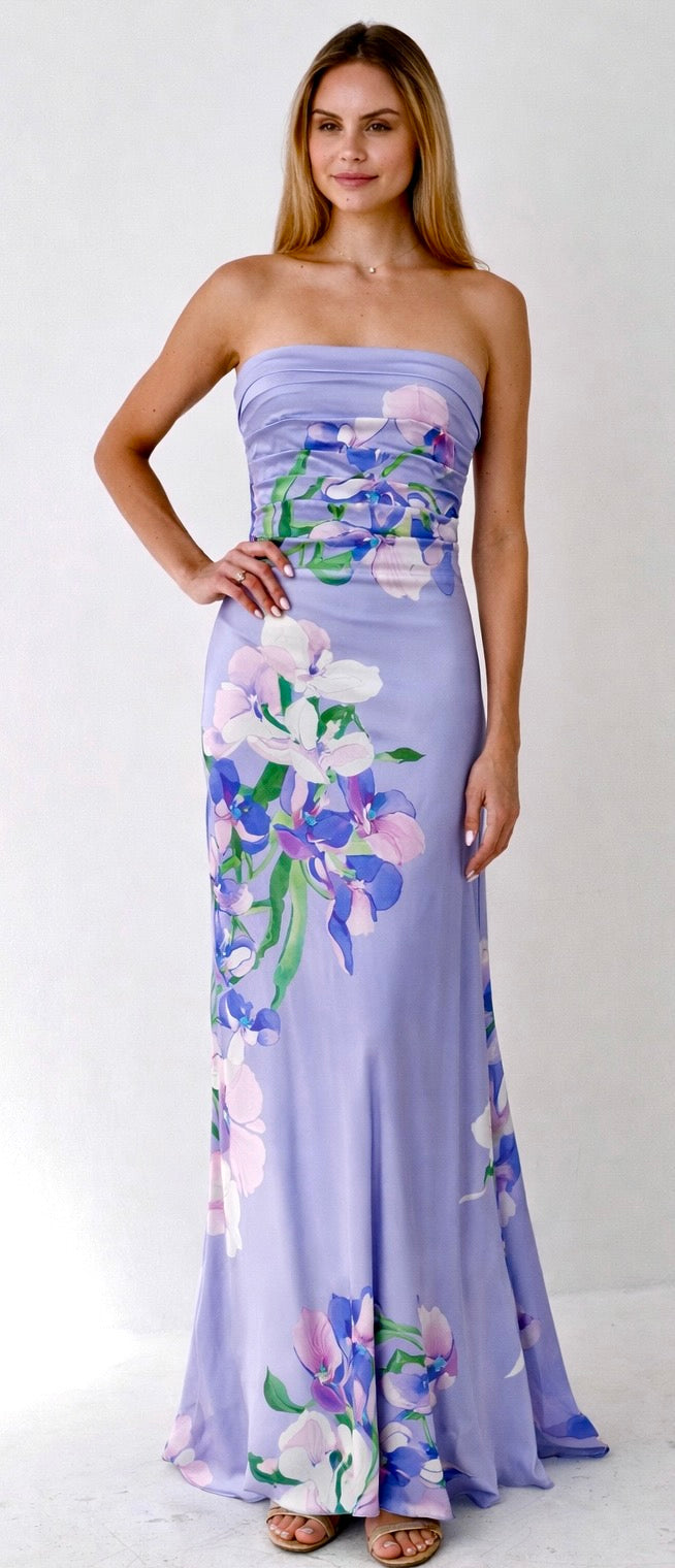 Paris Lavande Strapless Silk Dress