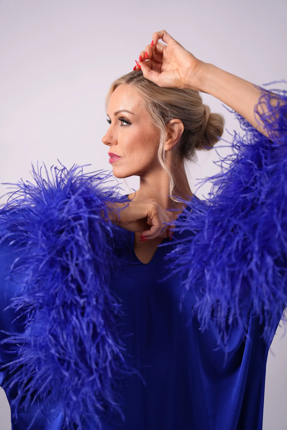 Dalia Royal Blue Silk Feather