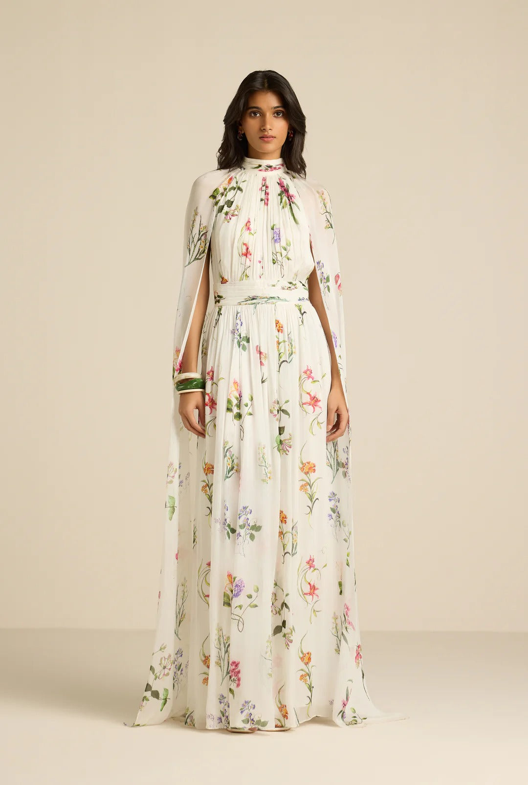 cape maxi dress Anya XS occ:Easter Maxi length Sizing Black Halo Leonora Floral Size:31.5