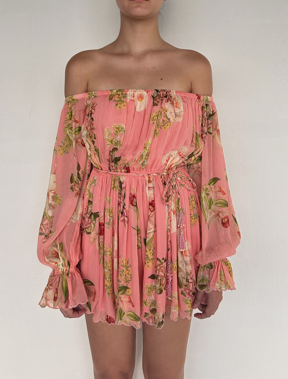 Lena Off Romper with Tie Up Belt