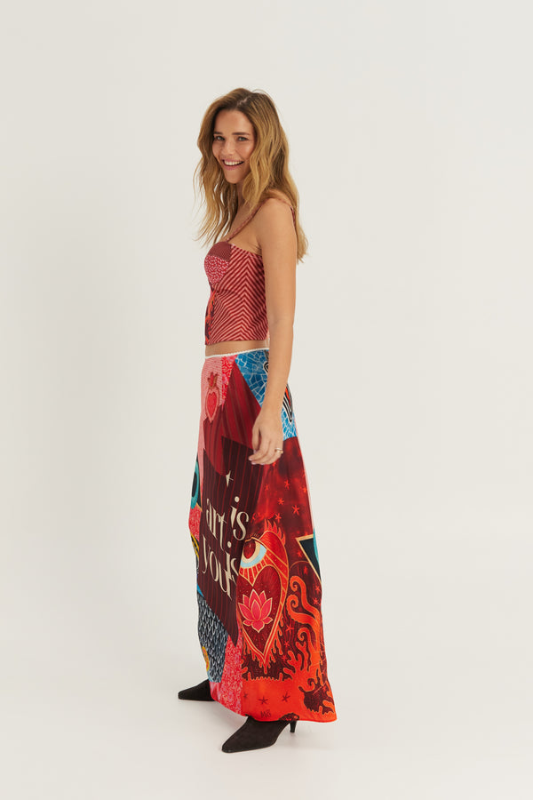 Blakely Slip Skirt Red Aura