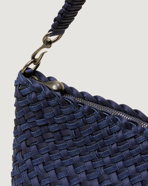 Naghedi Porto Medium Half Moon Bag Double Weave Denim