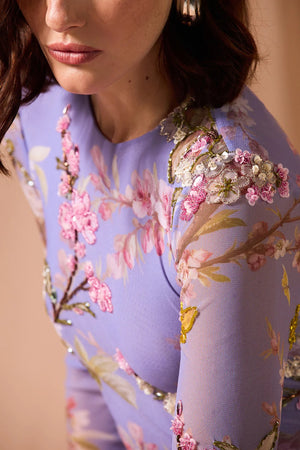 PatBo Delicata Embroidered Tulle Midi Dress
