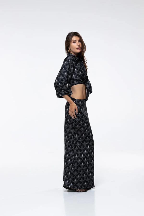 Marlea Long Skirt Talia Black Peacock