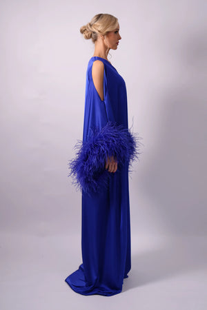 Dalia Royal Blue Silk Feather by Baccio Couture from Marina St Barth