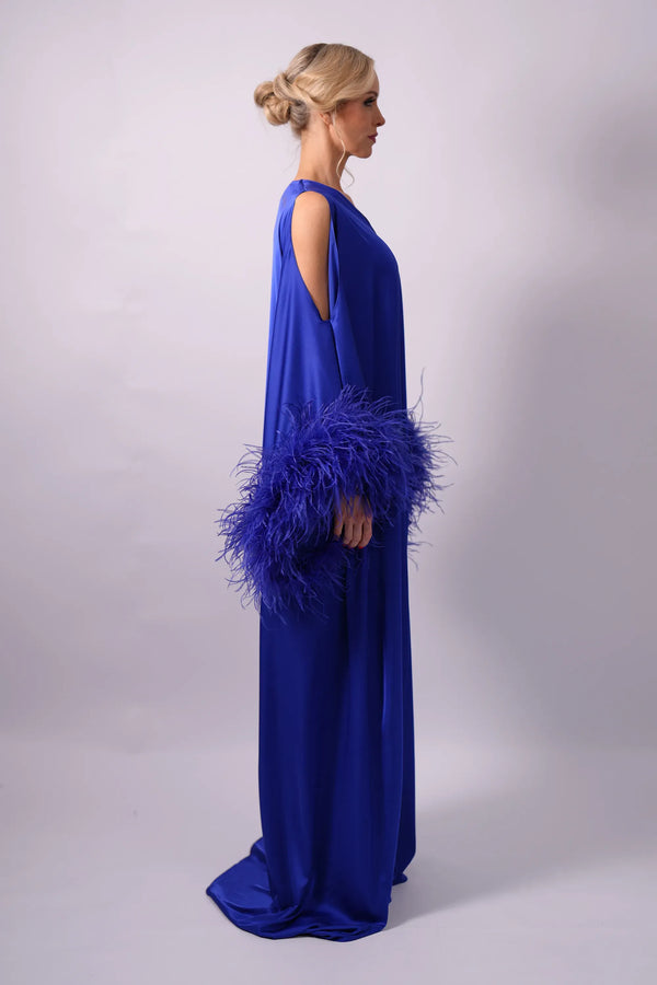 Dalia Royal Blue Silk Feather by Baccio Couture from Marina St Barth