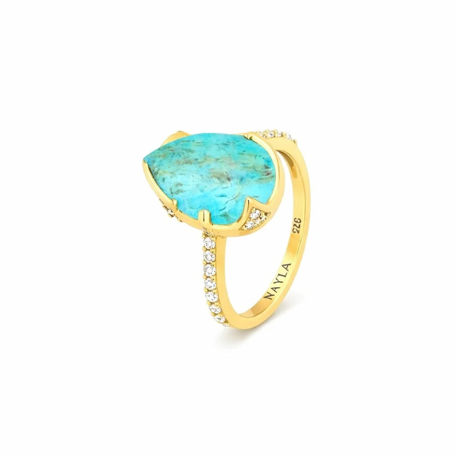 Mexican Pear Shape Turquoise Ring by Nayla from Marina St Barth