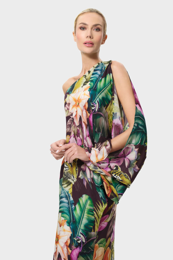 Niluu Farrah Calypso One Shoulder Maxi Dress