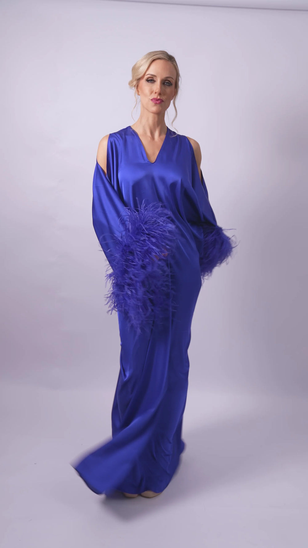 Dalia Royal Blue Silk Feather