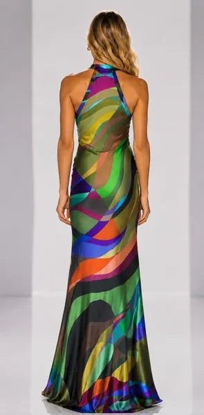 Paris Color Wave Silk Dress 308