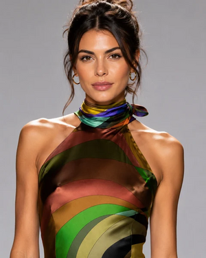 Paris Color Wave Silk Dress 409